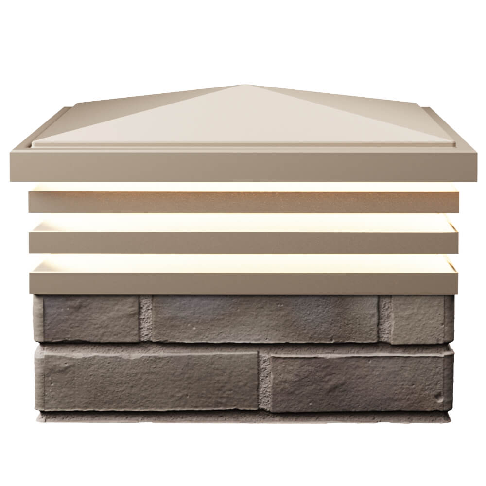 Колпак Zking Бона ХайТек Бежевый на столб 1.5х1.5 кирпича (385х385мм) с подсветкой в Гатчине фото