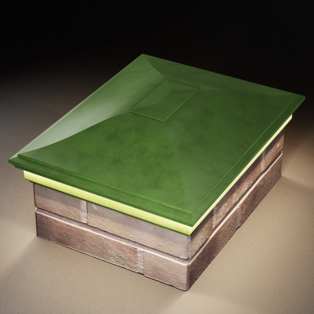 Колпак Zking Монблан Зеленый на столб 2х1.5 кирпича (515х385мм) c подсветкой в Гатчине фото