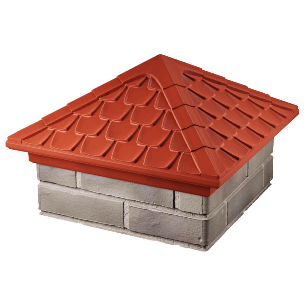 Колпак Zking Эльбрус Красный на столб 1.5х1.5 кирпича (385х385мм) в Гатчине фото