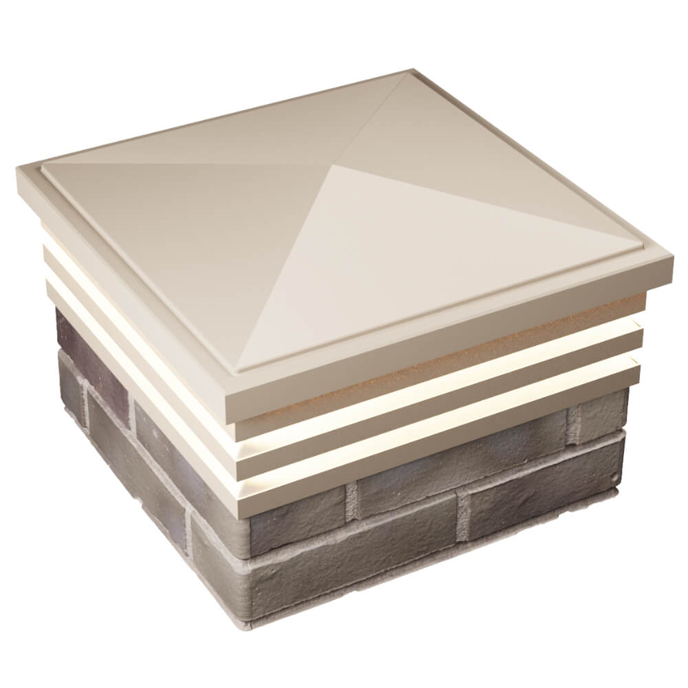 Колпак Zking Бона ХайТек Бежевый на столб 1.5х1.5 кирпича (385х385мм) с подсветкой в Гатчине фото