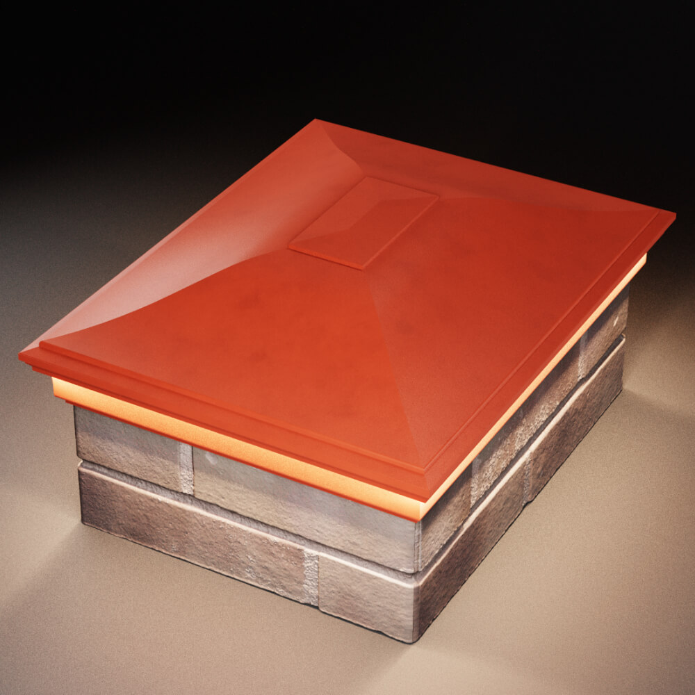 Колпак Zking Монблан Красный на столб 2х1.5 кирпича (515х385мм) c подсветкой в Гатчине фото