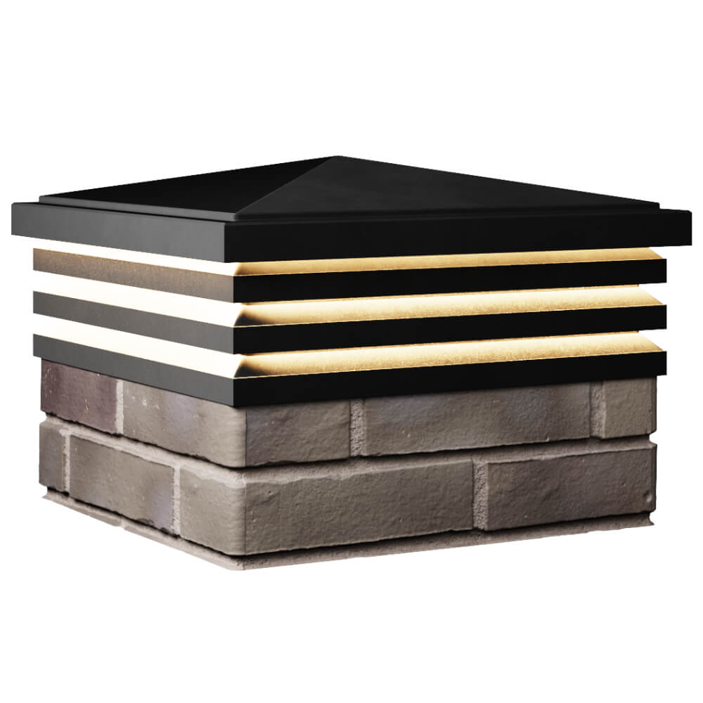 Колпак Zking Бона ХайТек Черный на столб 1.5х1.5 кирпича (385х385мм) с подсветкой в Гатчине фото