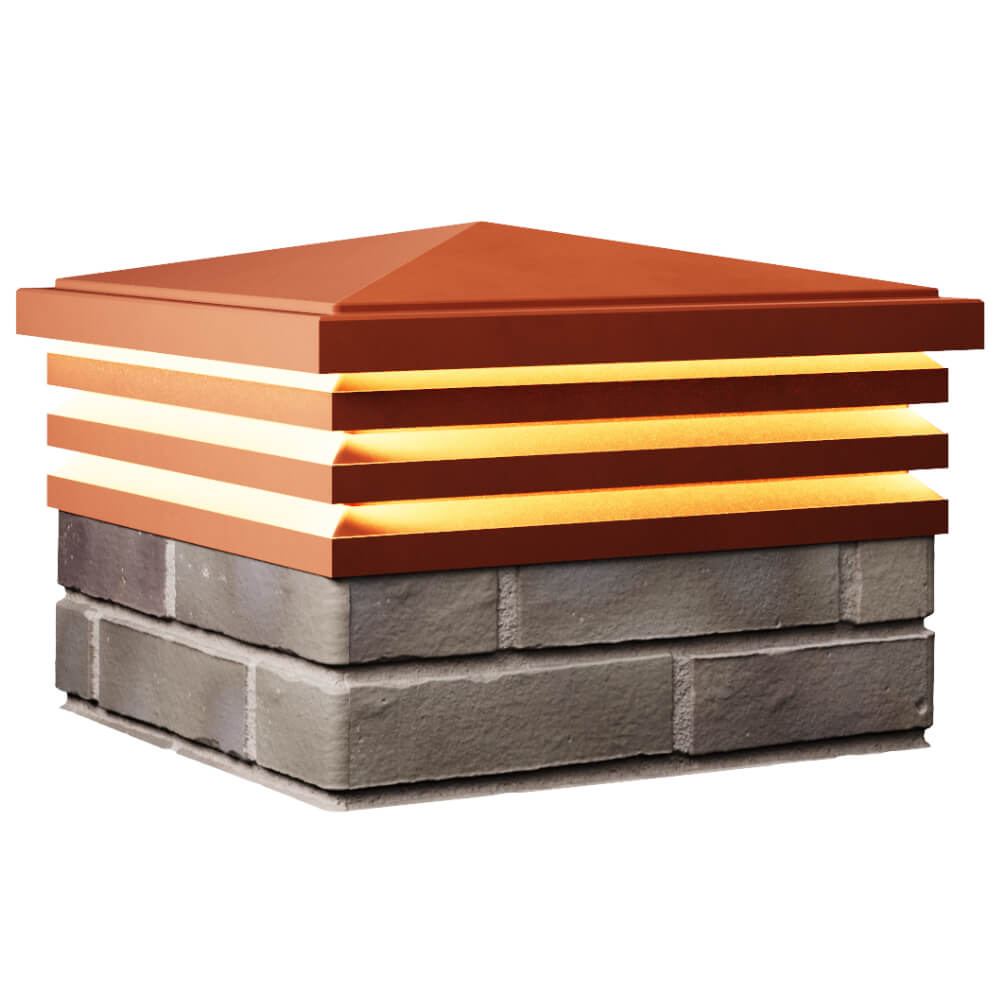 Колпак Zking Бона ХайТек Красный на столб 1.5х1.5 кирпича (385х385мм) с подсветкой в Гатчине фото