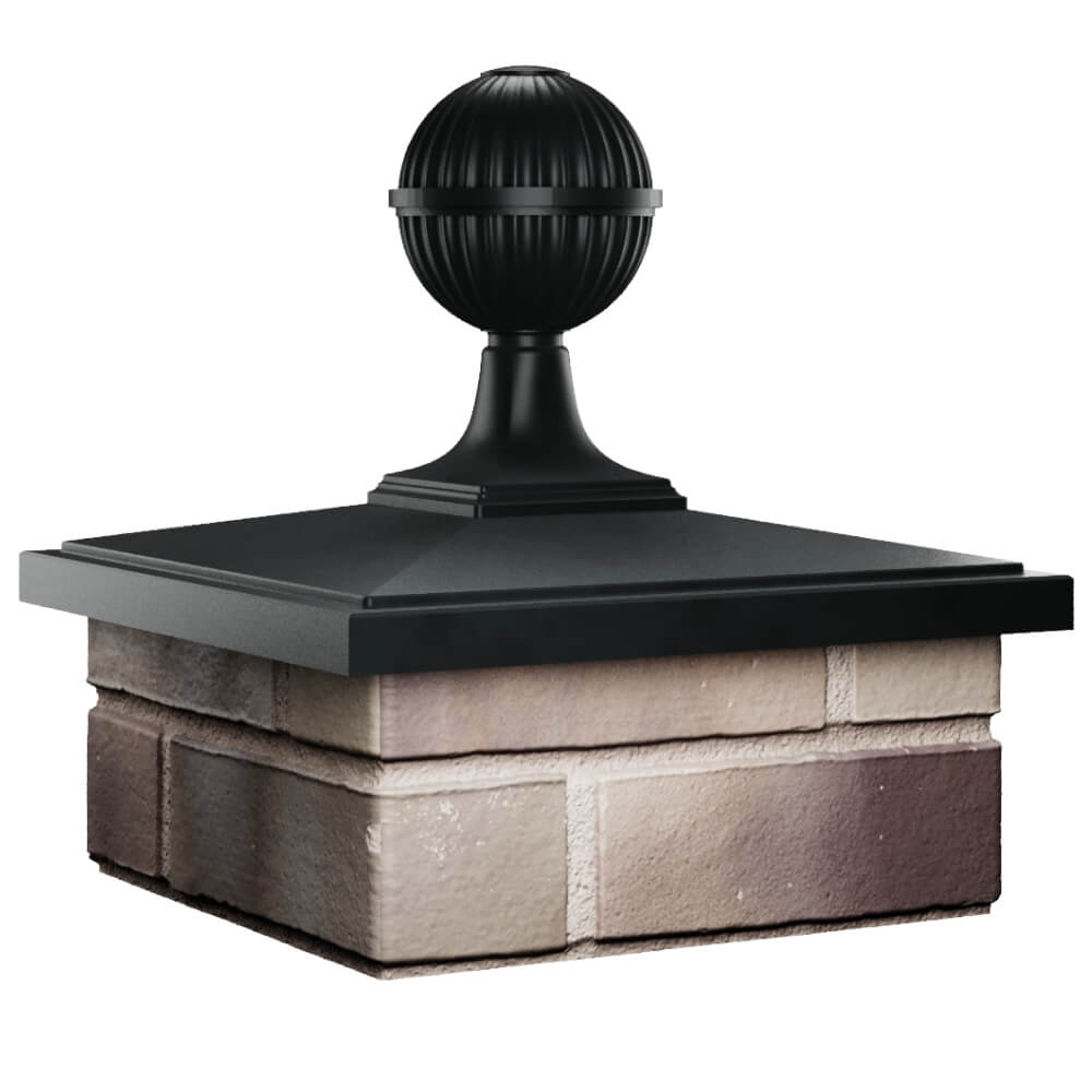 Колпак Zking БонаМоно Черный с шаром на столб 1.5х1.5 кирпича (385х385, 400х400мм) в сборе в Гатчине фото