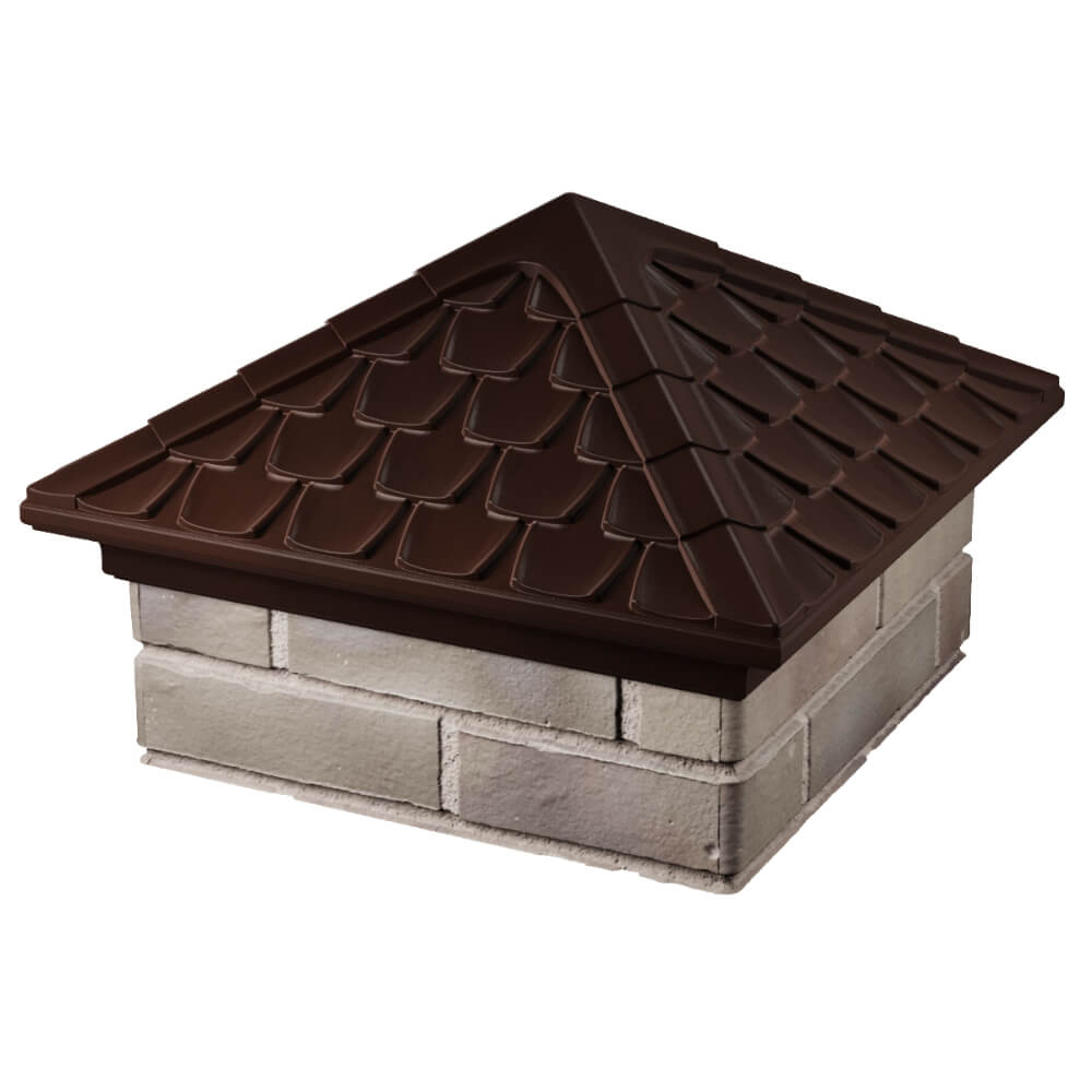 Колпак Zking Эльбрус Коричневый на столб 1.5х1.5 кирпича (385х385мм) в Гатчине фото