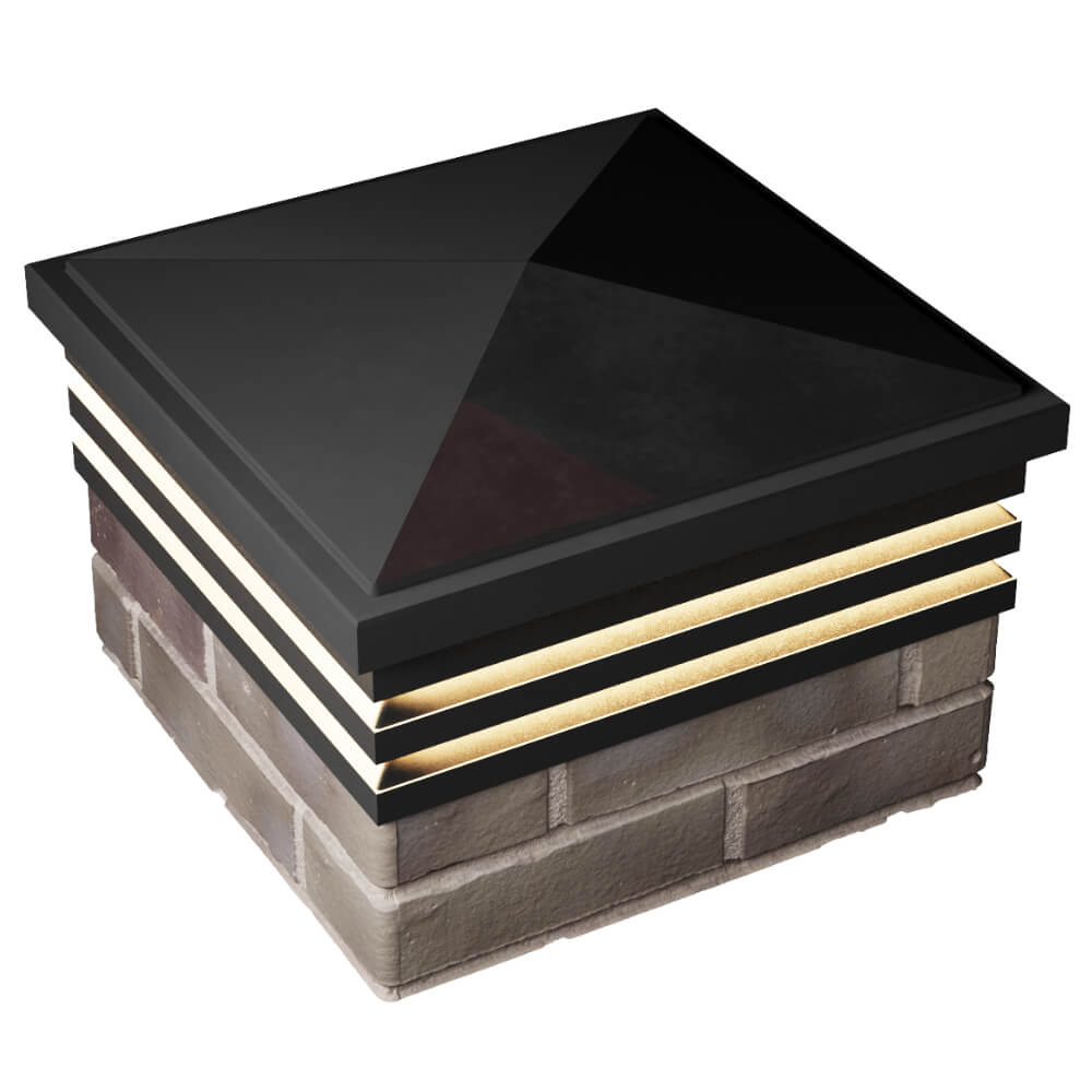 Колпак Zking Бона ХайТек Черный на столб 1.5х1.5 кирпича (385х385мм) с подсветкой в Гатчине фото