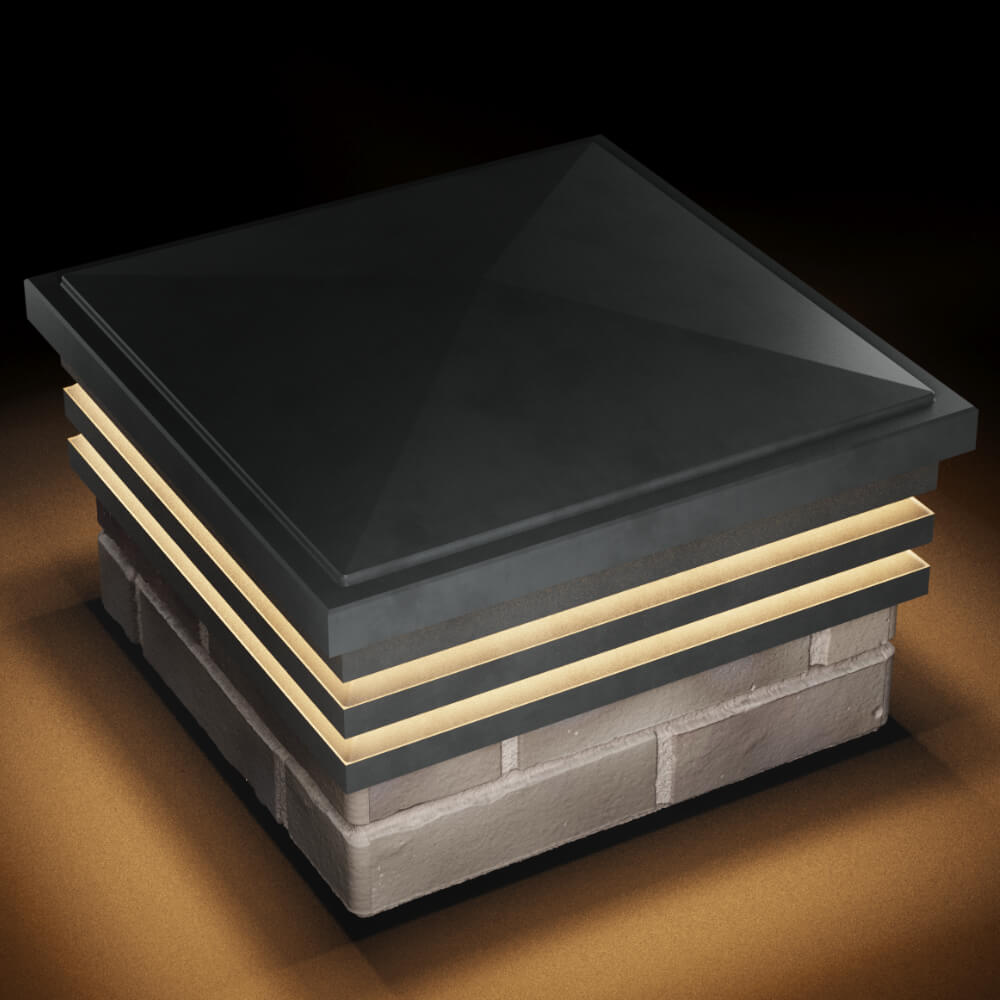 Колпак Zking Бона ХайТек Серый на столб 1.5х1.5 кирпича (385х385мм) с подсветкой в Гатчине фото