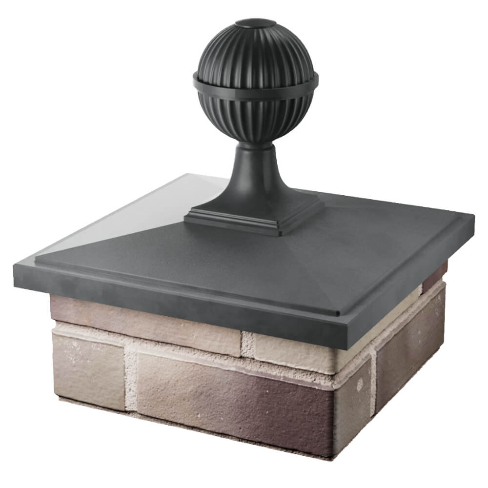 Колпак Zking БонаМоно Серый с шаром на столб 1.5х1.5 кирпича (385х385, 400х400мм) в сборе в Гатчине фото