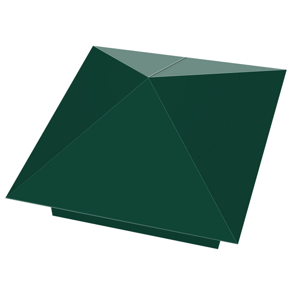 Колпак металлический 390х390мм RAL6005 Зеленый Мох заборный Гатчина фото