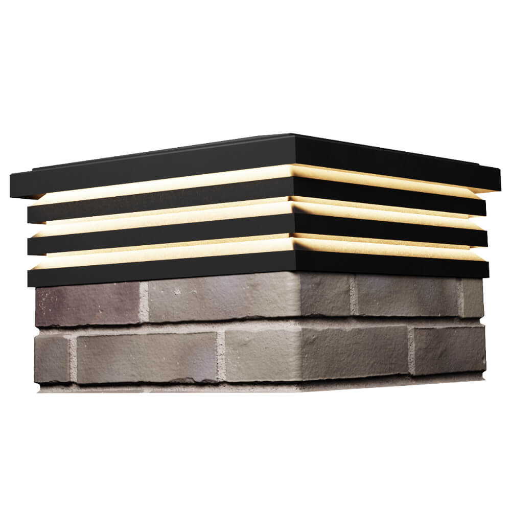 Колпак Zking Бона ХайТек Черный на столб 1.5х1.5 кирпича (385х385мм) с подсветкой в Гатчине фото