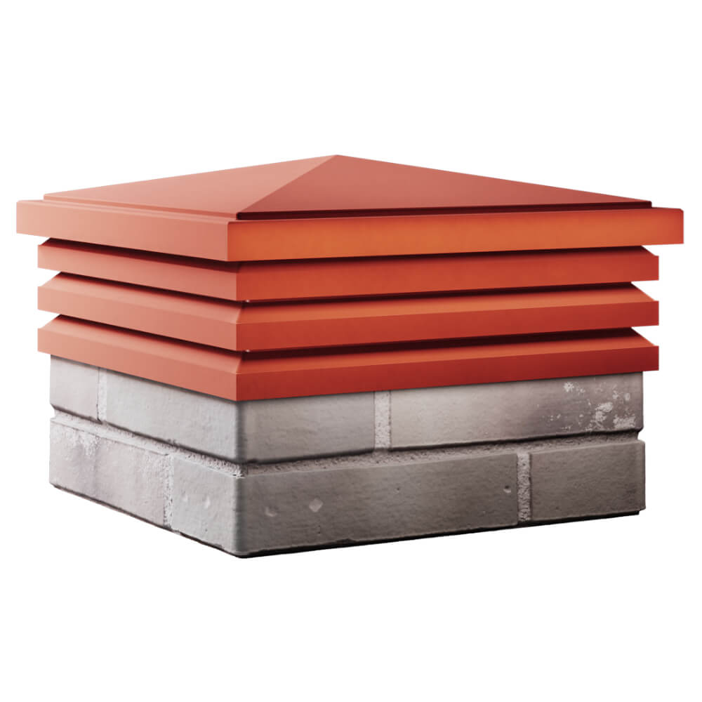 Колпак Zking Бона ХайТек Красный на столб 1.5х1.5 кирпича (385х385мм) в Гатчине фото