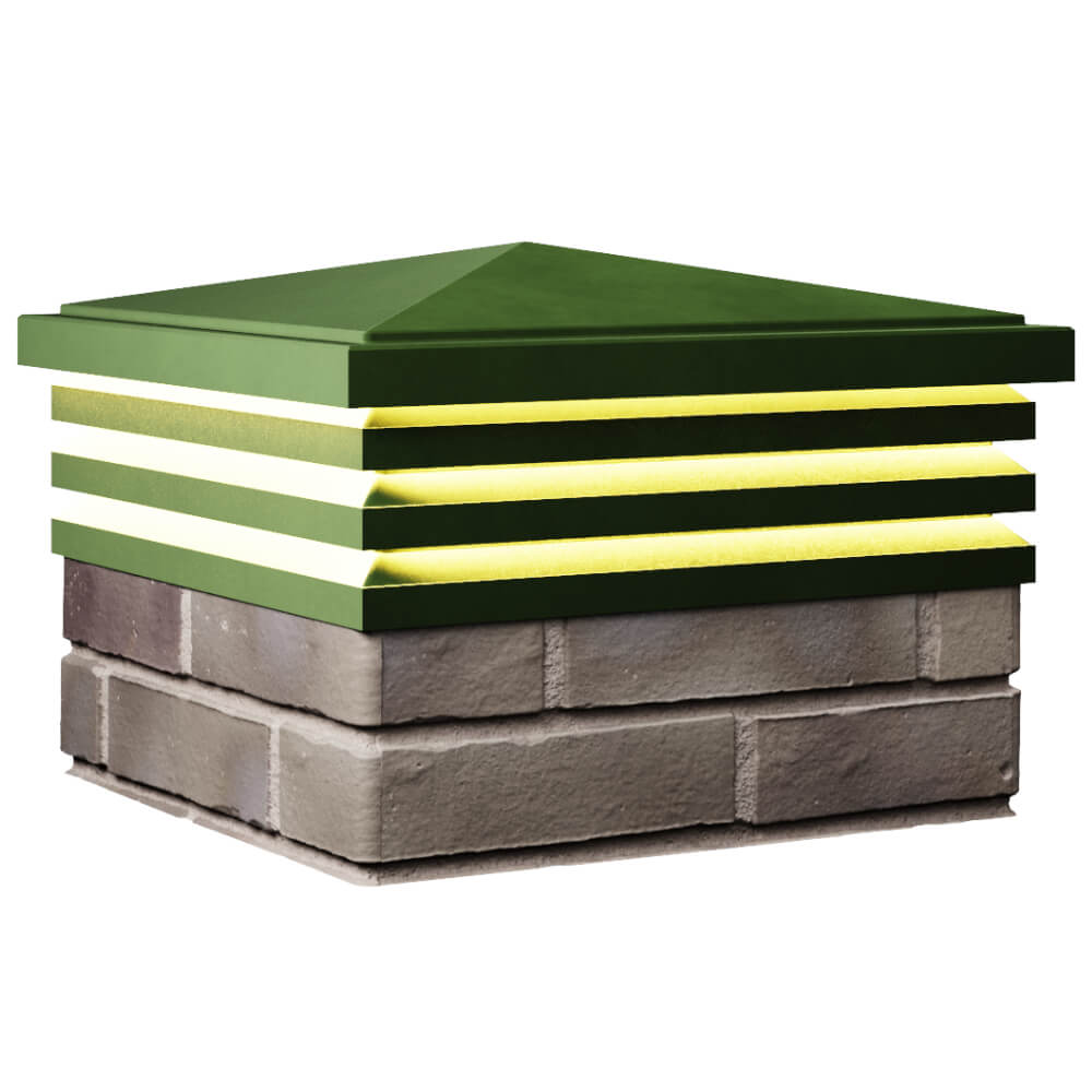 Колпак Zking Бона ХайТек Зеленый на столб 1.5х1.5 кирпича (385х385мм) с подсветкой в Гатчине фото