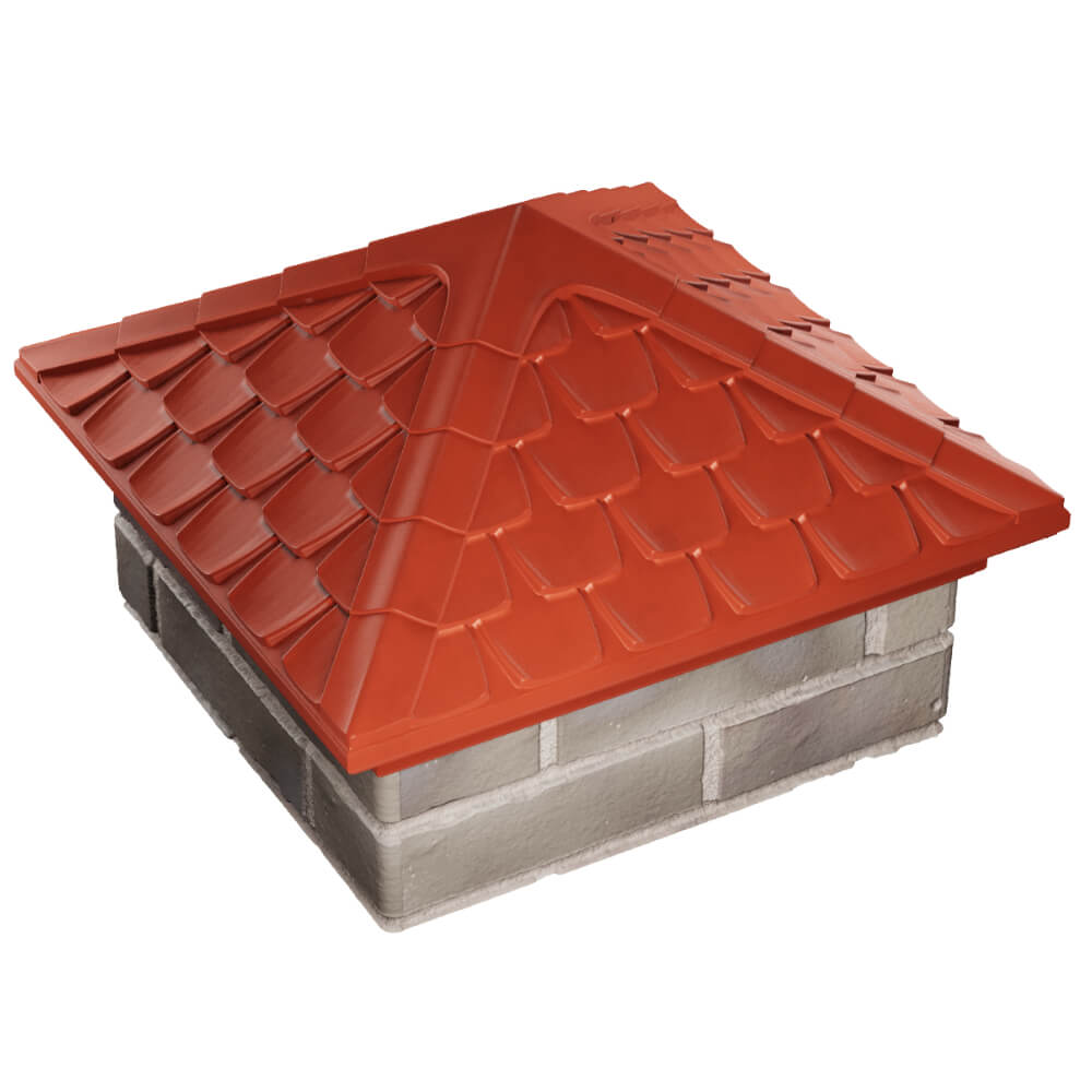 Колпак Zking Эльбрус Красный на столб 1.5х1.5 кирпича (385х385мм) в Гатчине фото