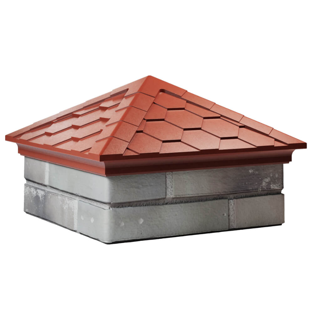 Колпак Zking Эверест Красный на столб 1.5х1.5 кирпича (390х390мм) в Гатчине фото