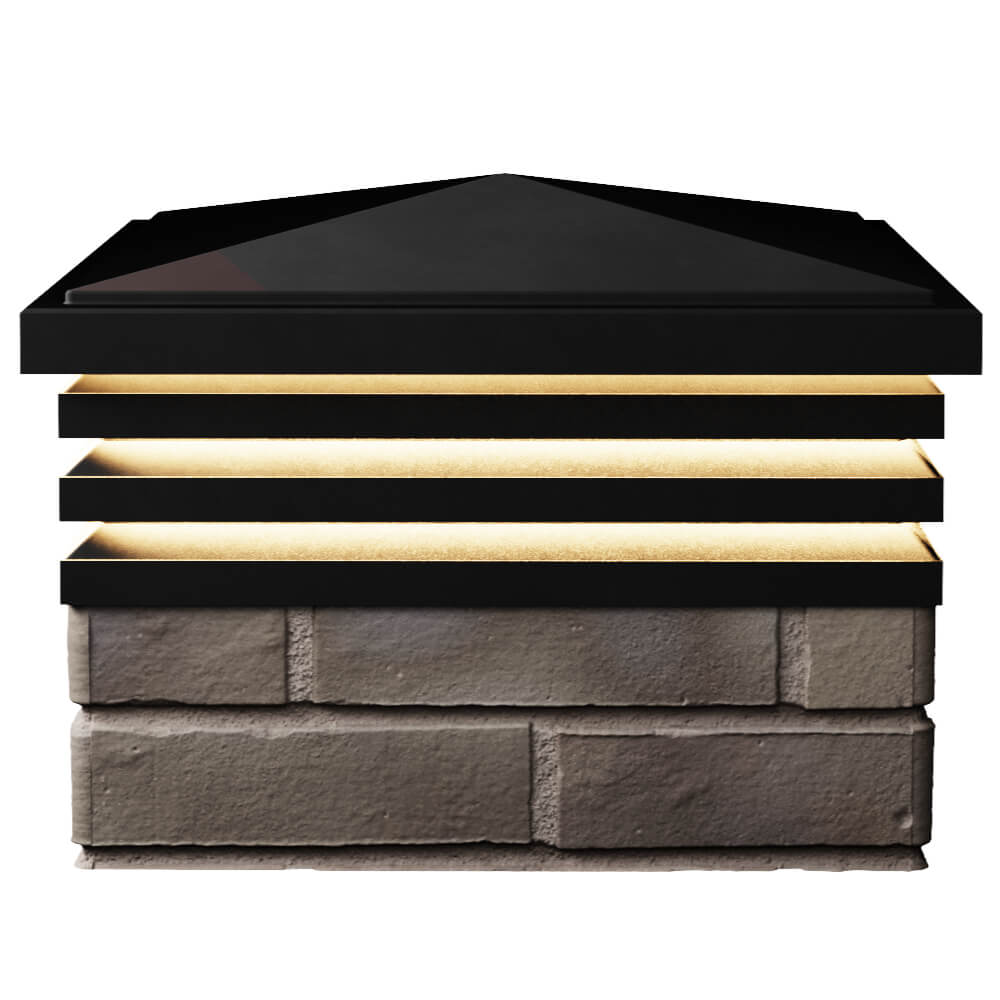 Колпак Zking Бона ХайТек Черный на столб 1.5х1.5 кирпича (385х385мм) с подсветкой в Гатчине фото