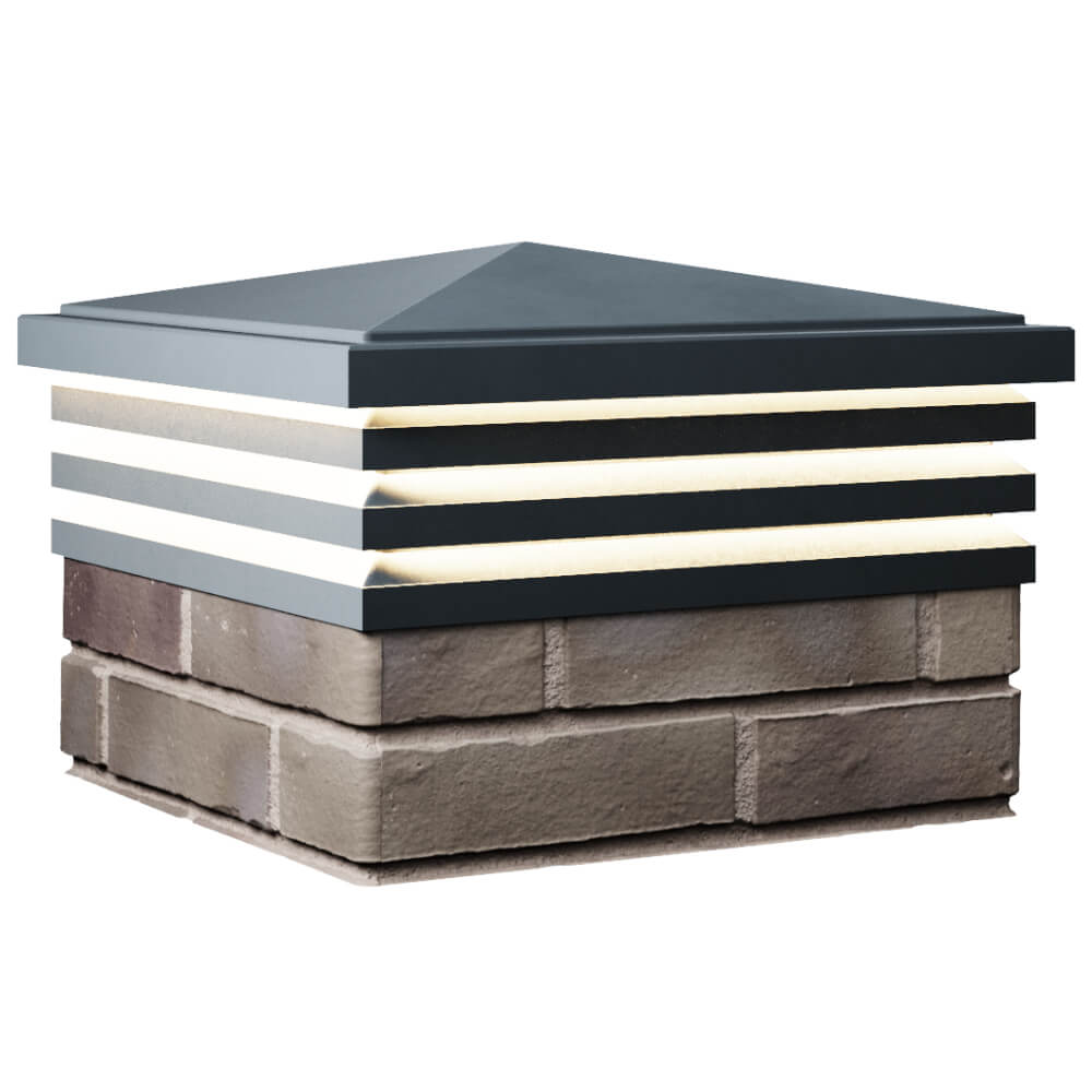 Колпак Zking Бона ХайТек Серый на столб 1.5х1.5 кирпича (385х385мм) с подсветкой в Гатчине фото