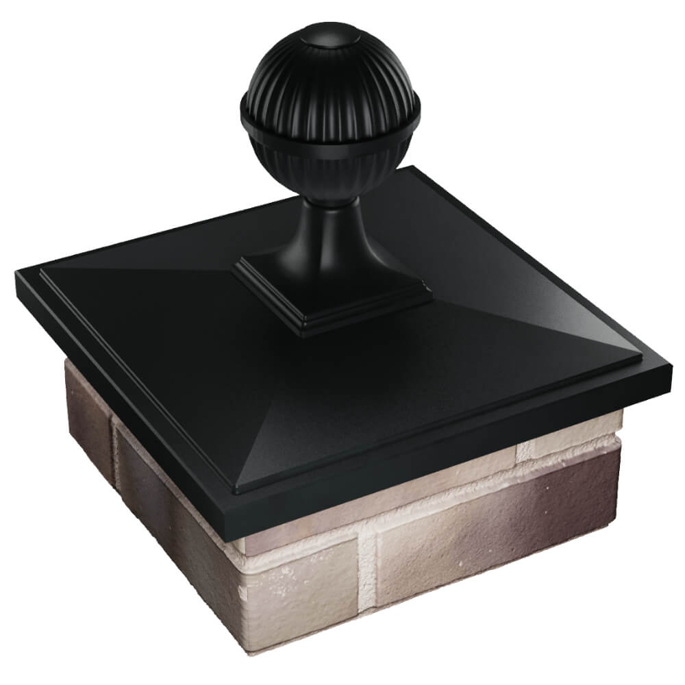 Колпак Zking БонаМоно Черный с шаром на столб 1.5х1.5 кирпича (385х385, 400х400мм) в сборе в Гатчине фото