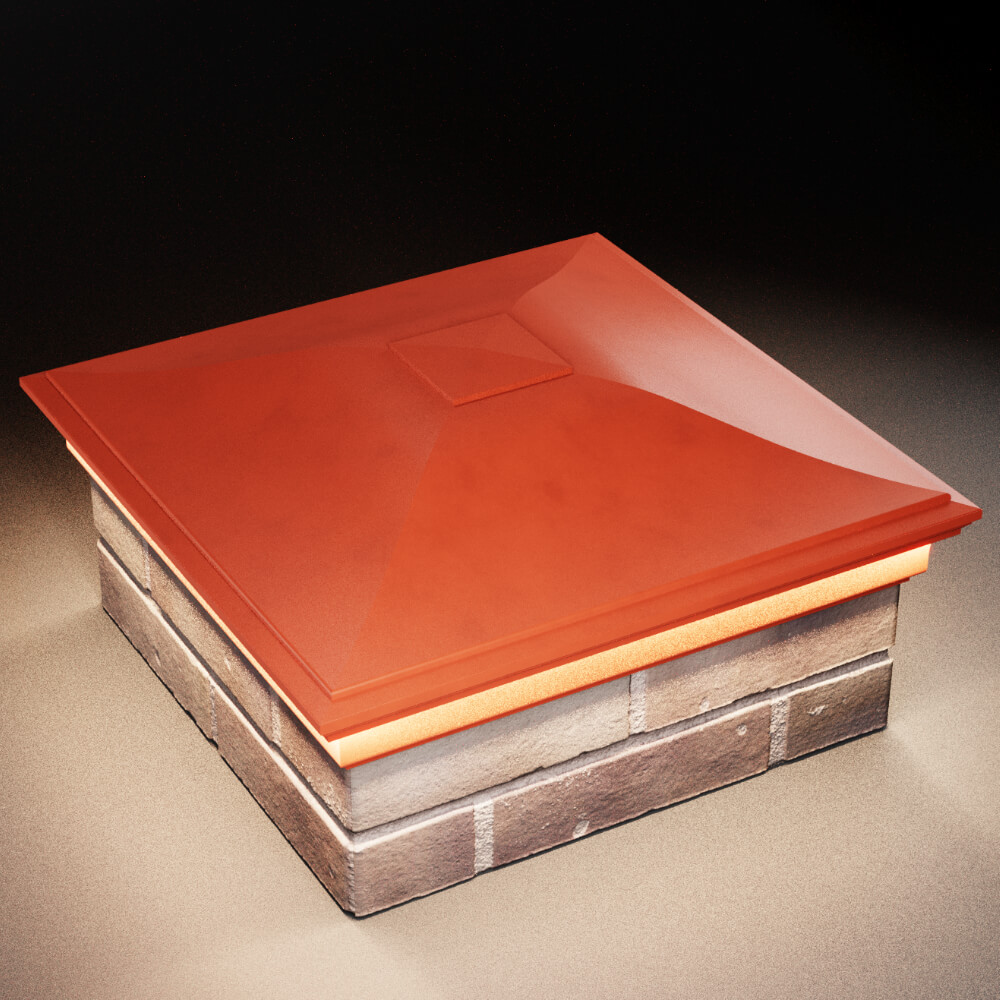 Колпак Zking Монблан Красный на столб 2х2 кирпича (515х515мм) c подсветкой в Гатчине фото