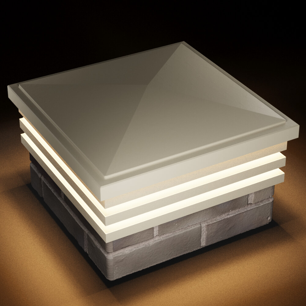 Колпак Zking Бона ХайТек Бежевый на столб 1.5х1.5 кирпича (385х385мм) с подсветкой в Гатчине фото