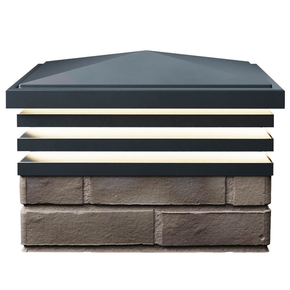 Колпак Zking Бона ХайТек Серый на столб 1.5х1.5 кирпича (385х385мм) с подсветкой в Гатчине фото