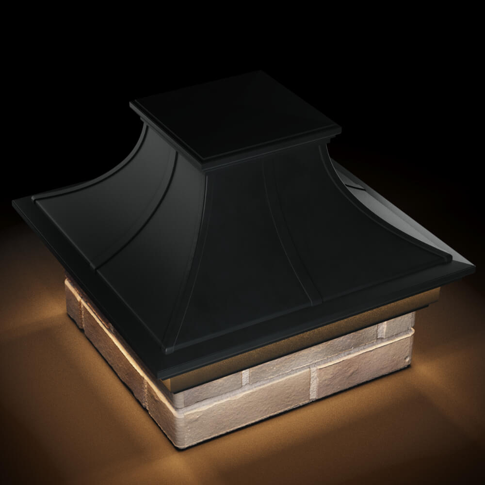Колпак Zking Монблан Премиум Черный на столб 1.5х1.5 кирпича (385х385мм) с подсветкой в Гатчине фото