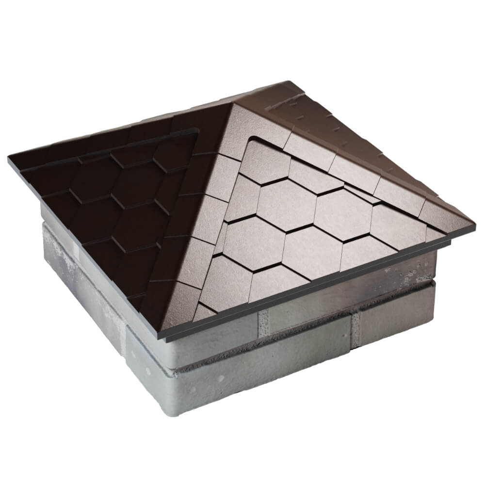 Колпак Zking Эверест Коричневый на столб 1.5х1.5 кирпича (390х390мм) в Гатчине фото