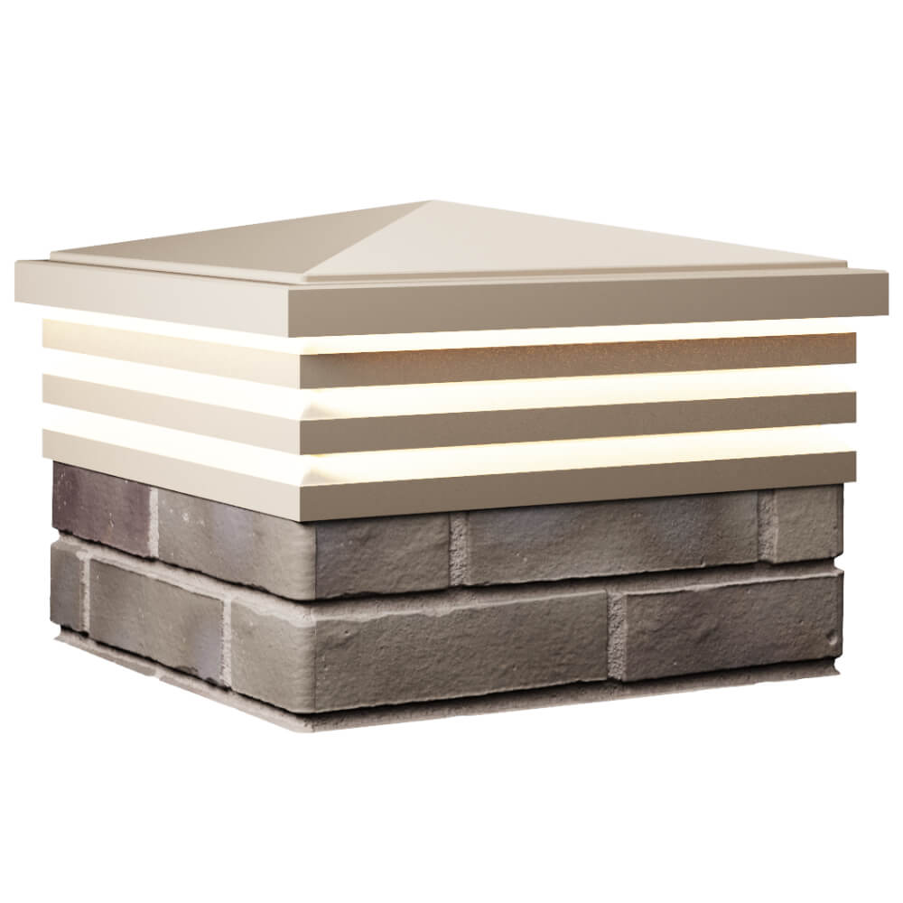 Колпак Zking Бона ХайТек Бежевый на столб 1.5х1.5 кирпича (385х385мм) с подсветкой в Гатчине фото