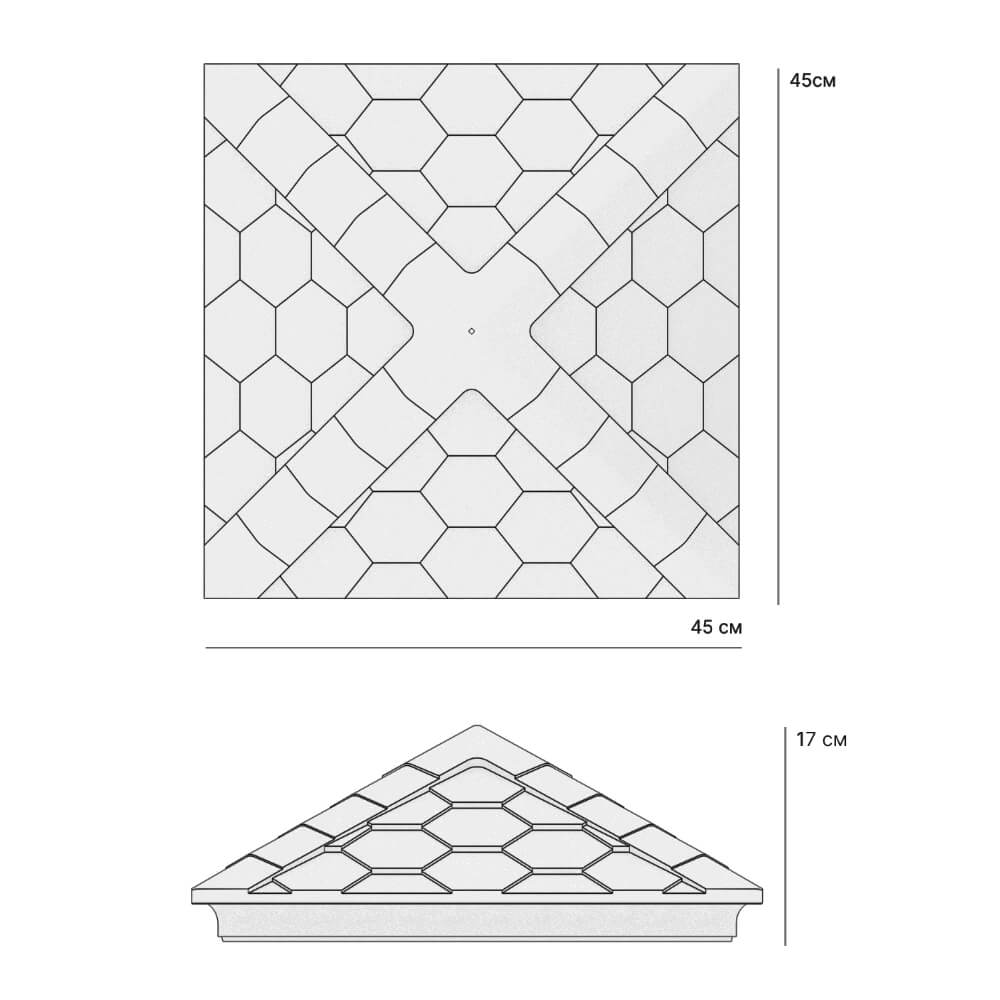 Колпак Zking Эверест Серый на столб 1.5х1.5 кирпича (390х390мм) в Гатчине фото