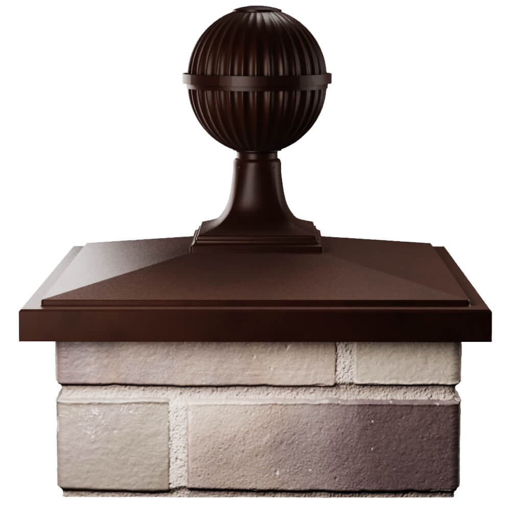 Колпак Zking БонаМоно Коричневый с шаром на столб 1.5х1.5 кирпича (385х385, 400х400мм) в сборе Гатчина фото