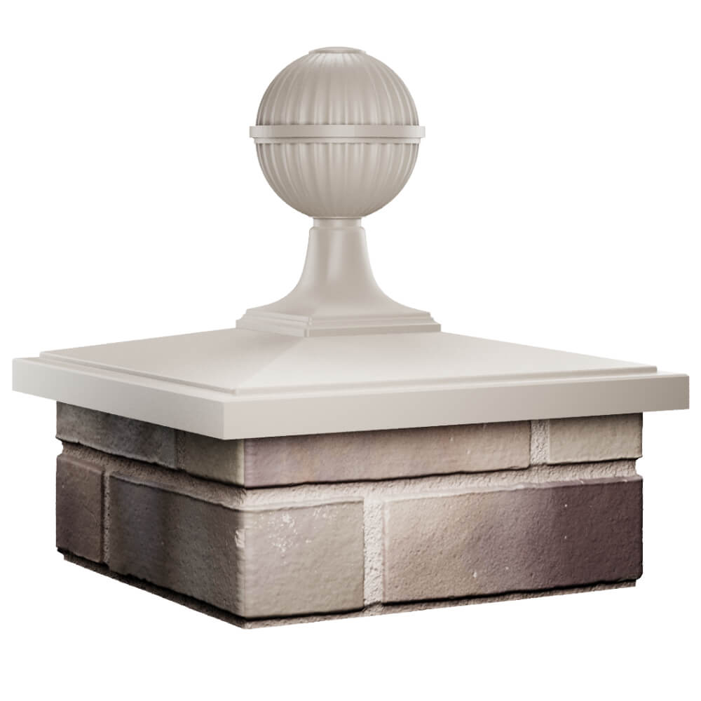 Колпак Zking БонаМоно Бежевый с шаром на столб 1.5х1.5 кирпича (385х385, 400х400мм) в сборе в Гатчине фото