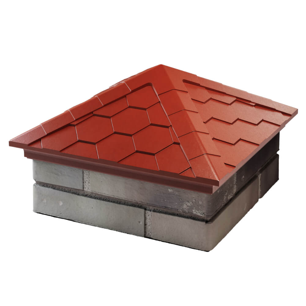 Колпак Zking Эверест Красный на столб 1.5х1.5 кирпича (390х390мм) в Гатчине фото