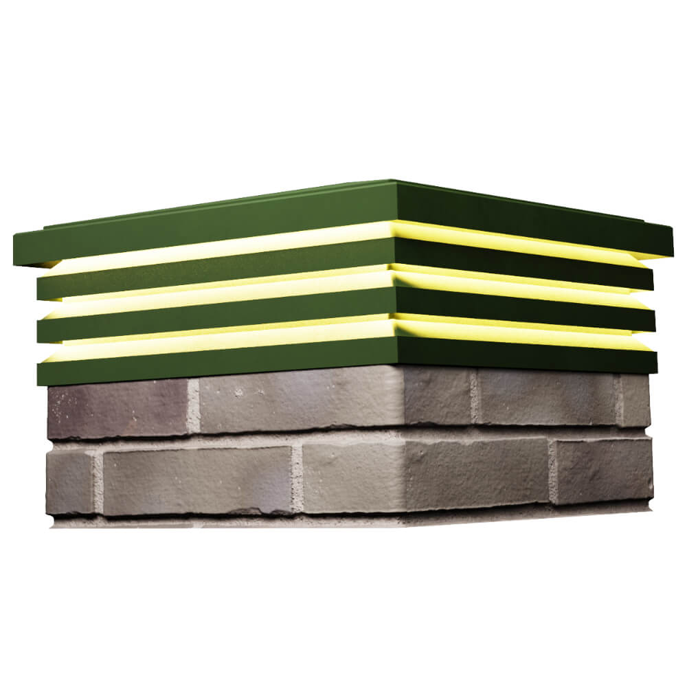 Колпак Zking Бона ХайТек Зеленый на столб 1.5х1.5 кирпича (385х385мм) с подсветкой в Гатчине фото