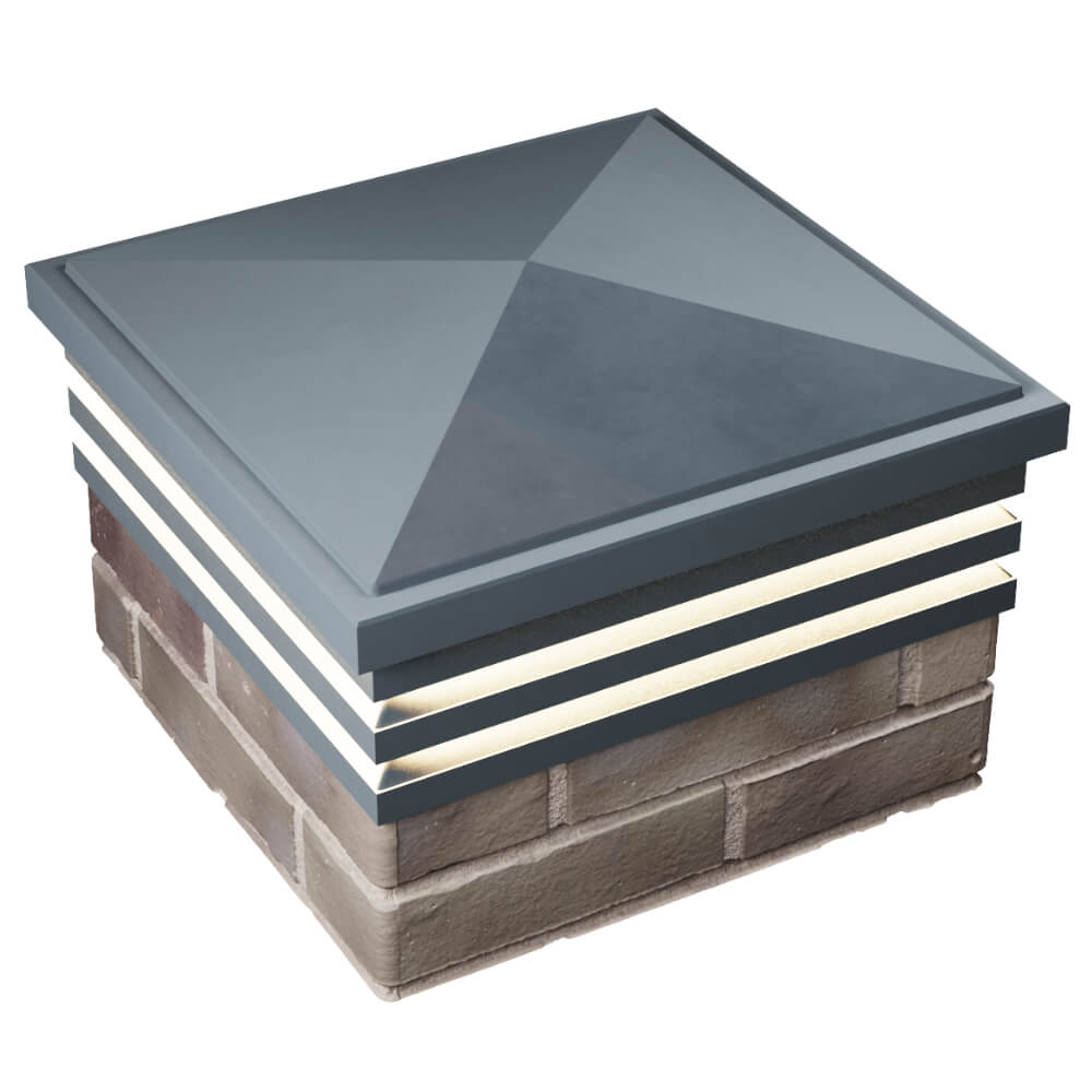 Колпак Zking Бона ХайТек Серый на столб 1.5х1.5 кирпича (385х385мм) с подсветкой в Гатчине фото