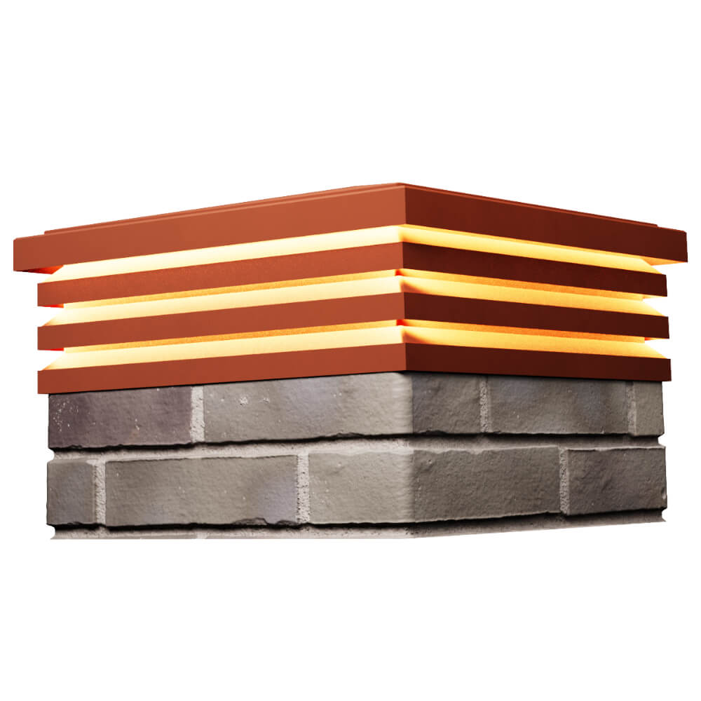 Колпак Zking Бона ХайТек Красный на столб 1.5х1.5 кирпича (385х385мм) с подсветкой в Гатчине фото