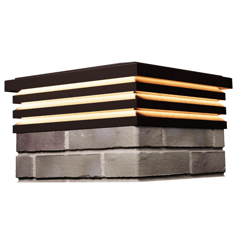 Колпак Zking Бона ХайТек Коричневый на столб 1.5х1.5 кирпича (385х385мм) с подсветкой в Гатчине фото