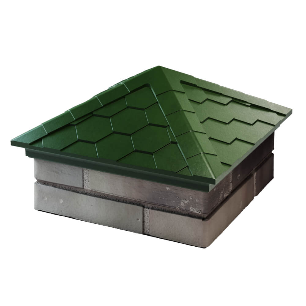 Колпак Zking Эверест Зеленый на столб 1.5х1.5 кирпича (390х390мм) в Гатчине фото