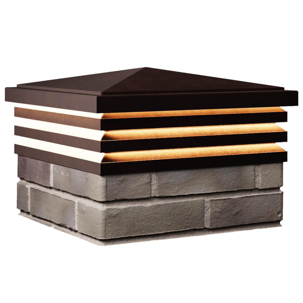 Колпак Zking Бона ХайТек Коричневый на столб 1.5х1.5 кирпича (385х385мм) с подсветкой в Гатчине фото