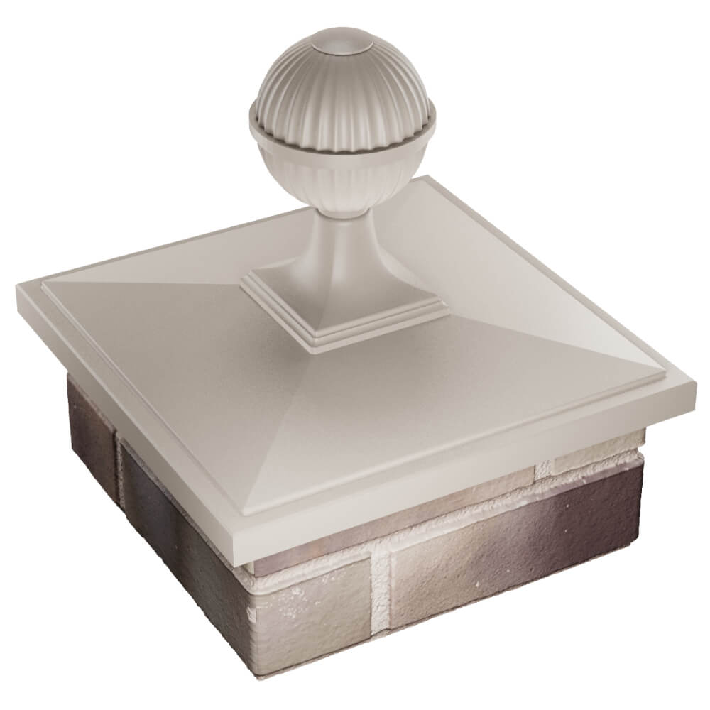 Колпак Zking БонаМоно Бежевый с шаром на столб 1.5х1.5 кирпича (385х385, 400х400мм) в сборе в Гатчине фото