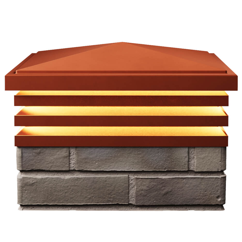 Колпак Zking Бона ХайТек Красный на столб 1.5х1.5 кирпича (385х385мм) с подсветкой в Гатчине фото