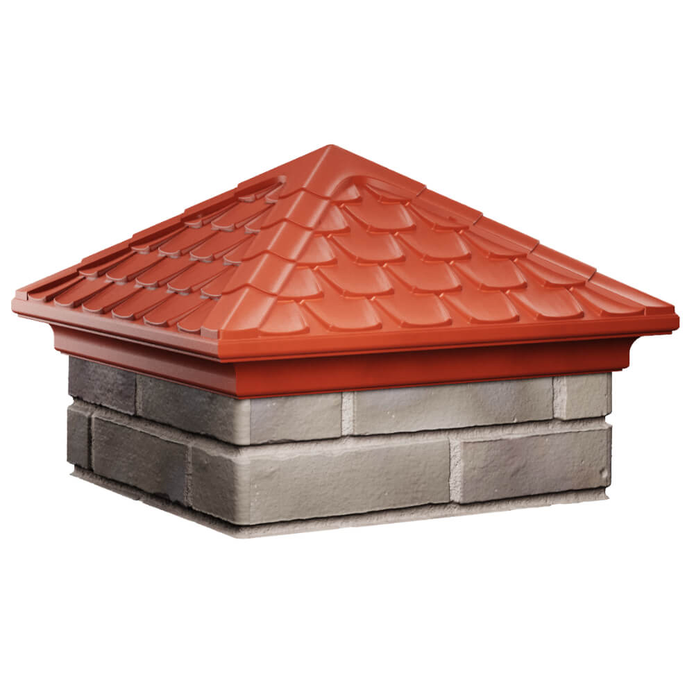 Колпак Zking Эльбрус Красный на столб 1.5х1.5 кирпича (385х385мм) в Гатчине фото