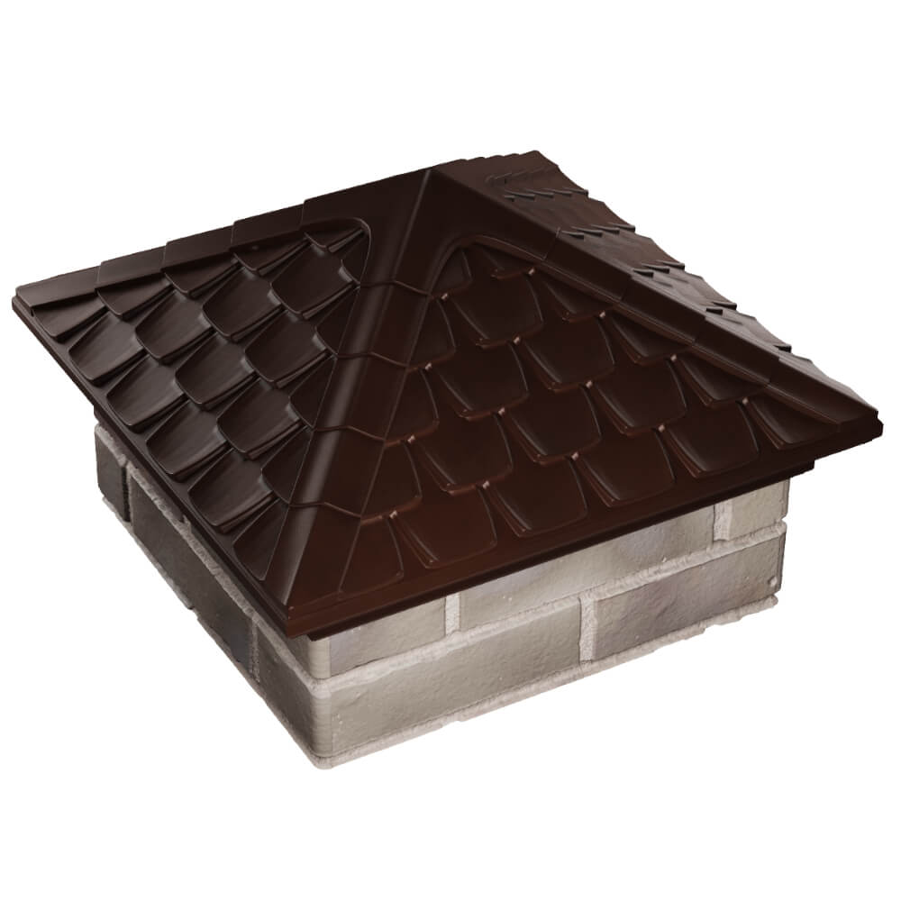 Колпак Zking Эльбрус Коричневый на столб 1.5х1.5 кирпича (385х385мм) в Гатчине фото