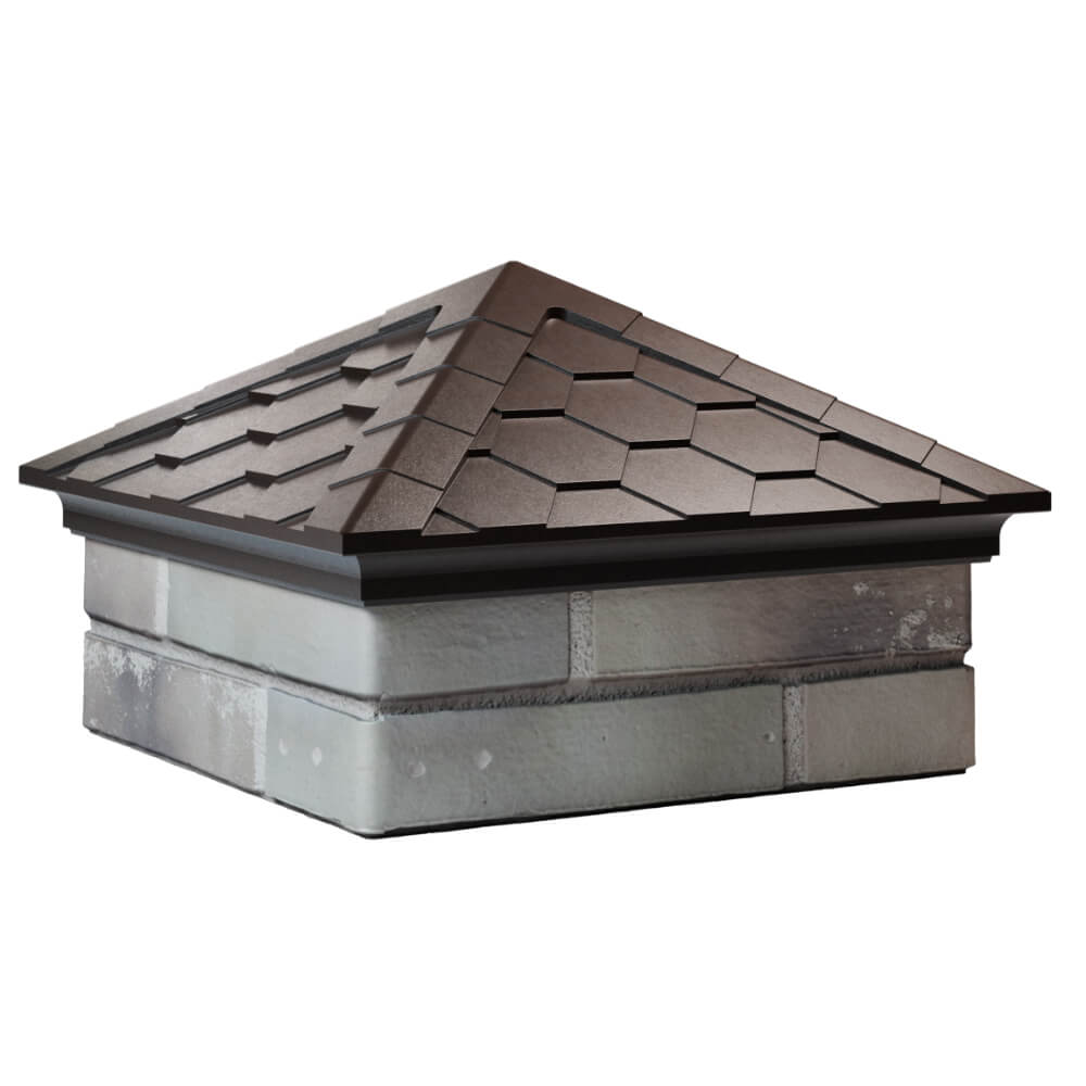 Колпак Zking Эверест Коричневый на столб 1.5х1.5 кирпича (390х390мм) в Гатчине фото