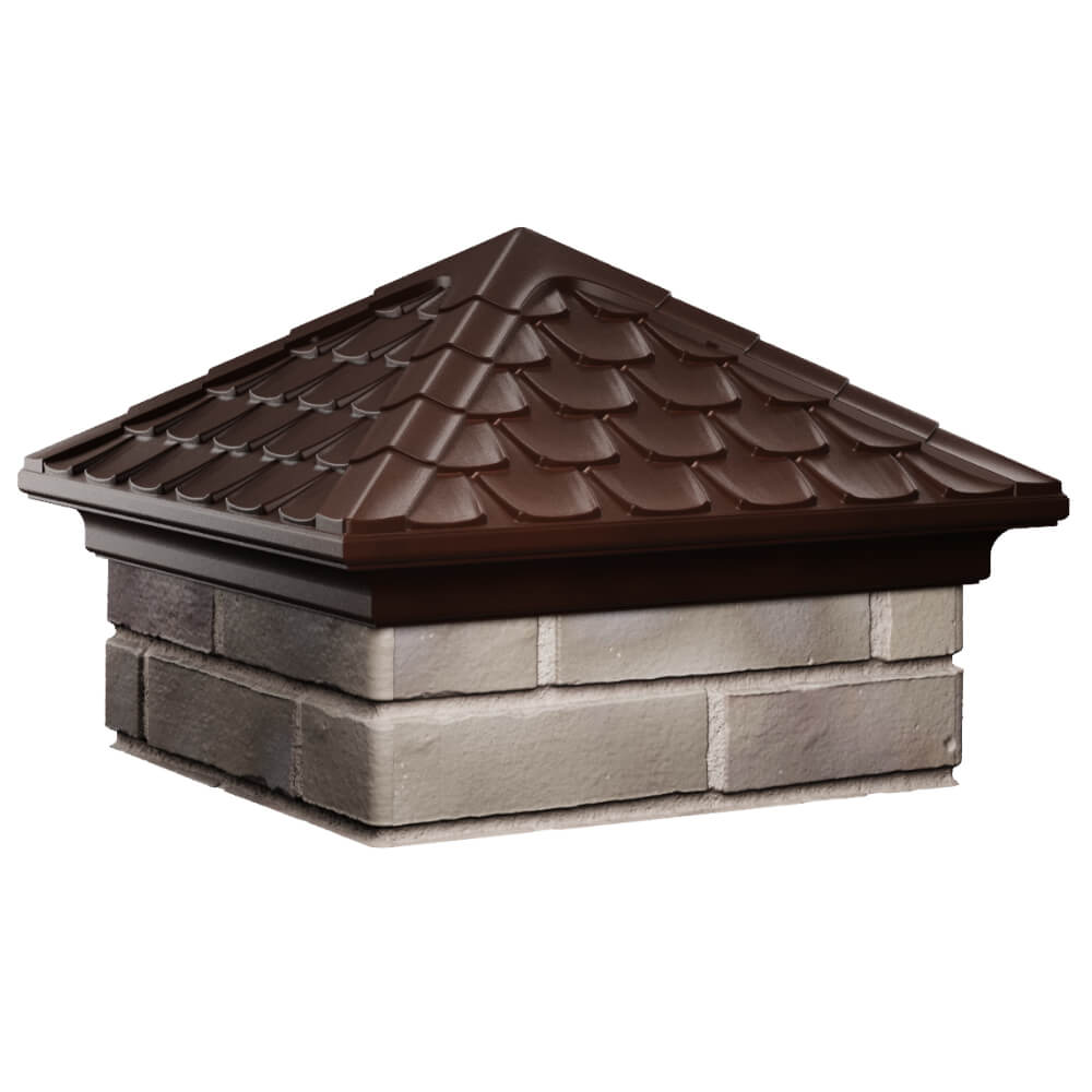 Колпак Zking Эльбрус Коричневый на столб 1.5х1.5 кирпича (385х385мм) в Гатчине фото