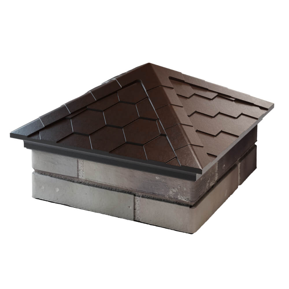 Колпак Zking Эверест Коричневый на столб 1.5х1.5 кирпича (390х390мм) в Гатчине фото
